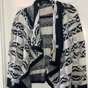 Aztec print grayscale waterfall cardigan